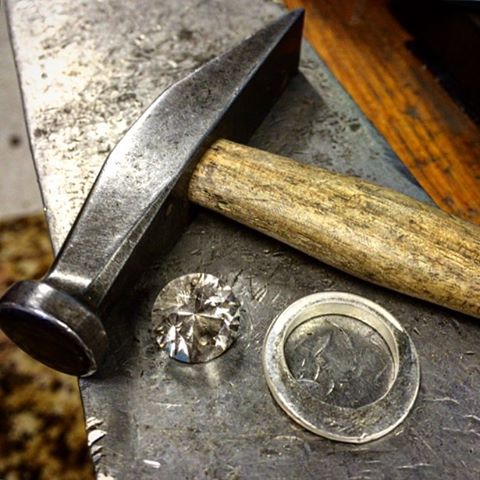 Also working on chunky knife edge band for this Quartz. Band is silver. Setting will be 9ct yellow gold chosen for its soft warmth to complement the very slight smokey colour in the Quartz