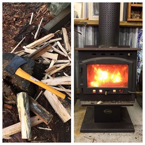 Still quite chilly in Tasmania and no dry sticks in the bush. I'm very lucky to have my little wood burner in the workshop to keep me motivated