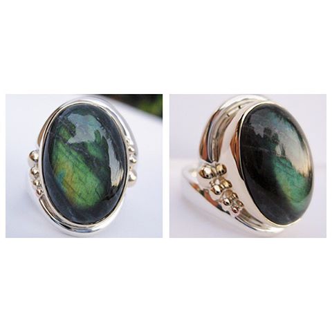 This one is still waiting for its new owner!! Stunning labradorite set in yellow gold with gold granules and a sterling silver wrap around band. Available @red_pepper_gallery in Daylesford, Victoria.