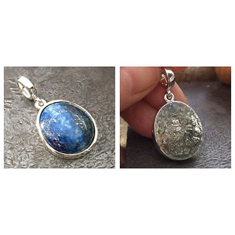 Thinking about putting this little Lapis and silver pendant up for a special quick sale! Anyone interested?? Lapis is cut and polished by me and I hand crafted the pendant. Very simple style. Slightly beaten bail, beaten and hallmarked on the back. The colours in the lapis remind me of the Milky Way!