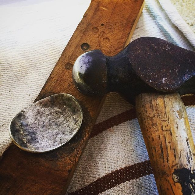 Spoon Bending my piece of wood I shaped for doming over a decade ago is in use once again! Love my handmade tools!