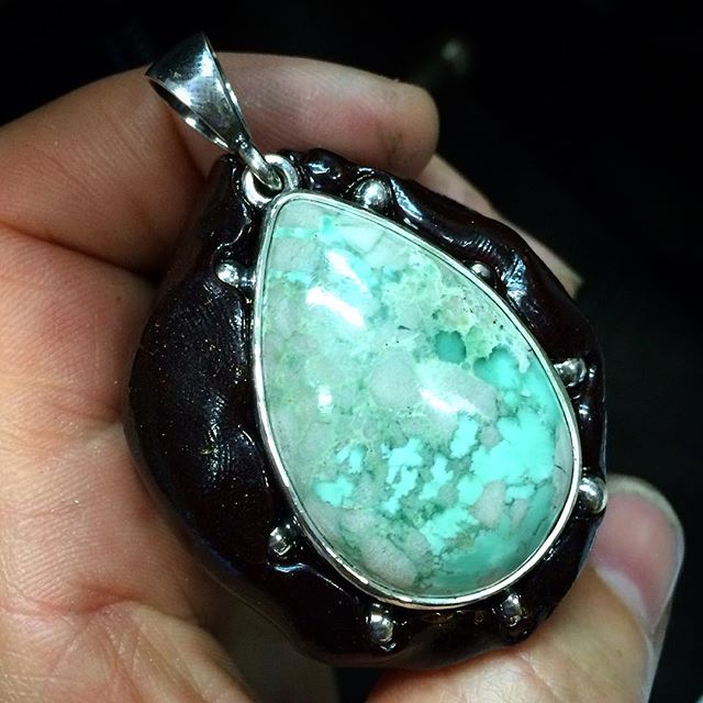 Oooooooh this ones nearly finished!! A beautuful Variscite I cut. #