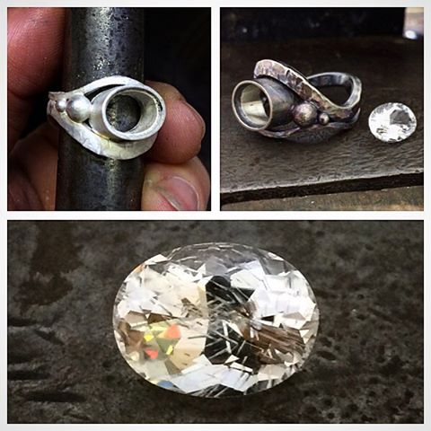 Something else I've been up to....this heavily included Killiecrankie Diamond/Topaz has been sitting on my bench winking at me for a couple of months begging to be made into something special. At first I ignored it as the inclusions actually annoyed me but then one day I fell in love with them and this ring evolved. It's nearly ready for adoption:)