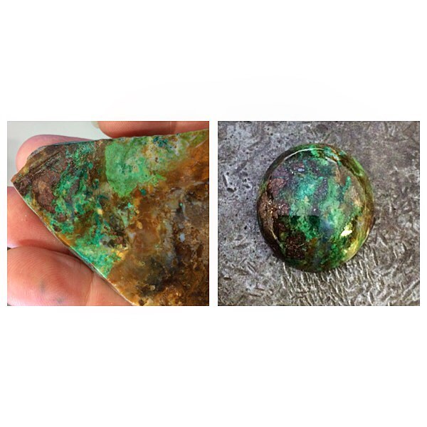 Amazing crocodile eye cab I got from the end bit of this Malachite in Jasper from the Katie Mine in NW Queensland. Approx 22mm at widest point. Still more green cabs to cut out of this lovely slab! @laurenharrisjewellery