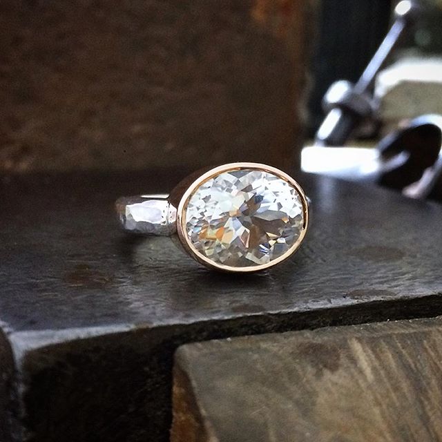 A stunning sparkling Oval Killiecrankie Diamond, Topaz from Flinders Island Tasmania. Made especially for a special customer Set in Rose Gold and Silver @laurenharrisjewellery